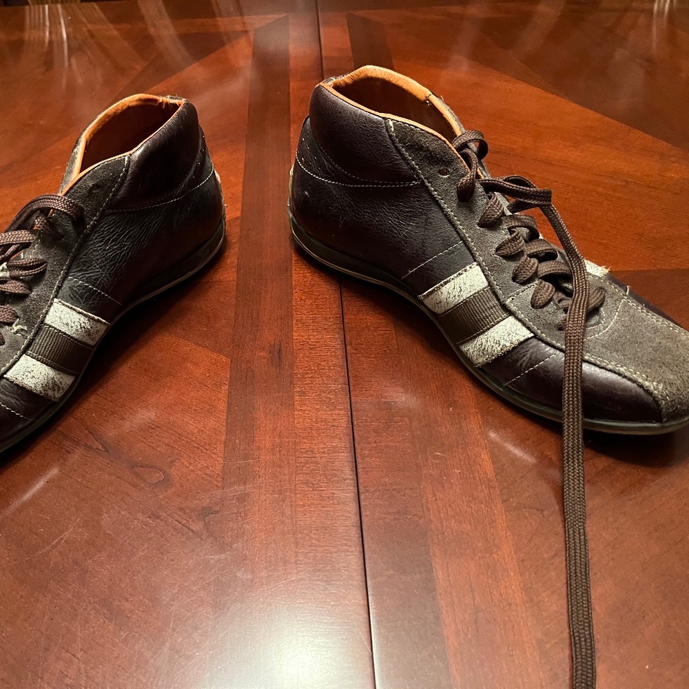 Vintage Sacha Men's Brown Leather Casual Low Top Sneakers Size 41 (U.S. size 8.5